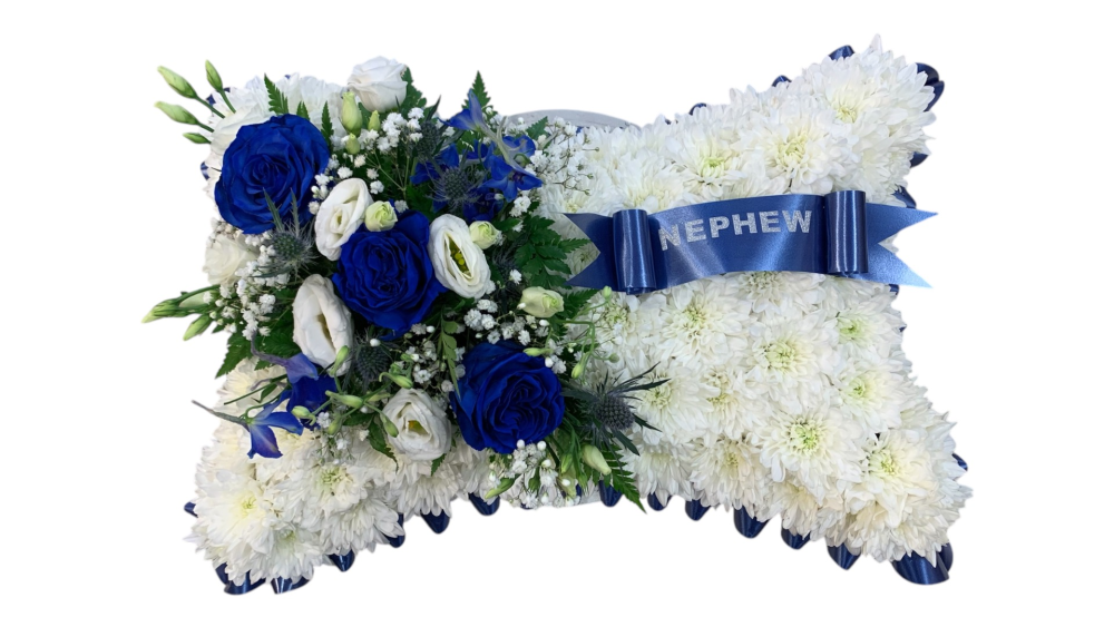 Blue And White Pillow