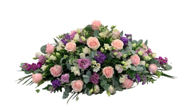 Pink Lilac And White Spray - Casket Spray Of Delicate Colours Including Roses Freesia And Lisanthus