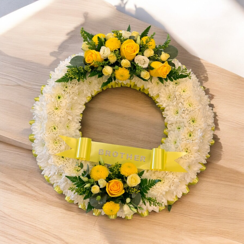 Large 16inch Wreath With Two Sprays And Silver Letters