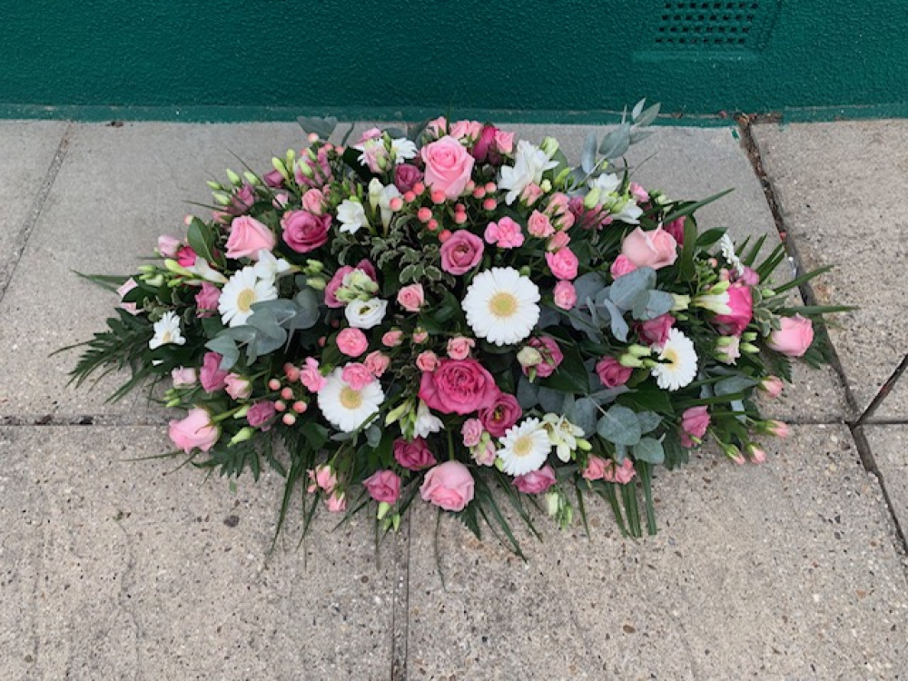 Casket Spray Pink And White
