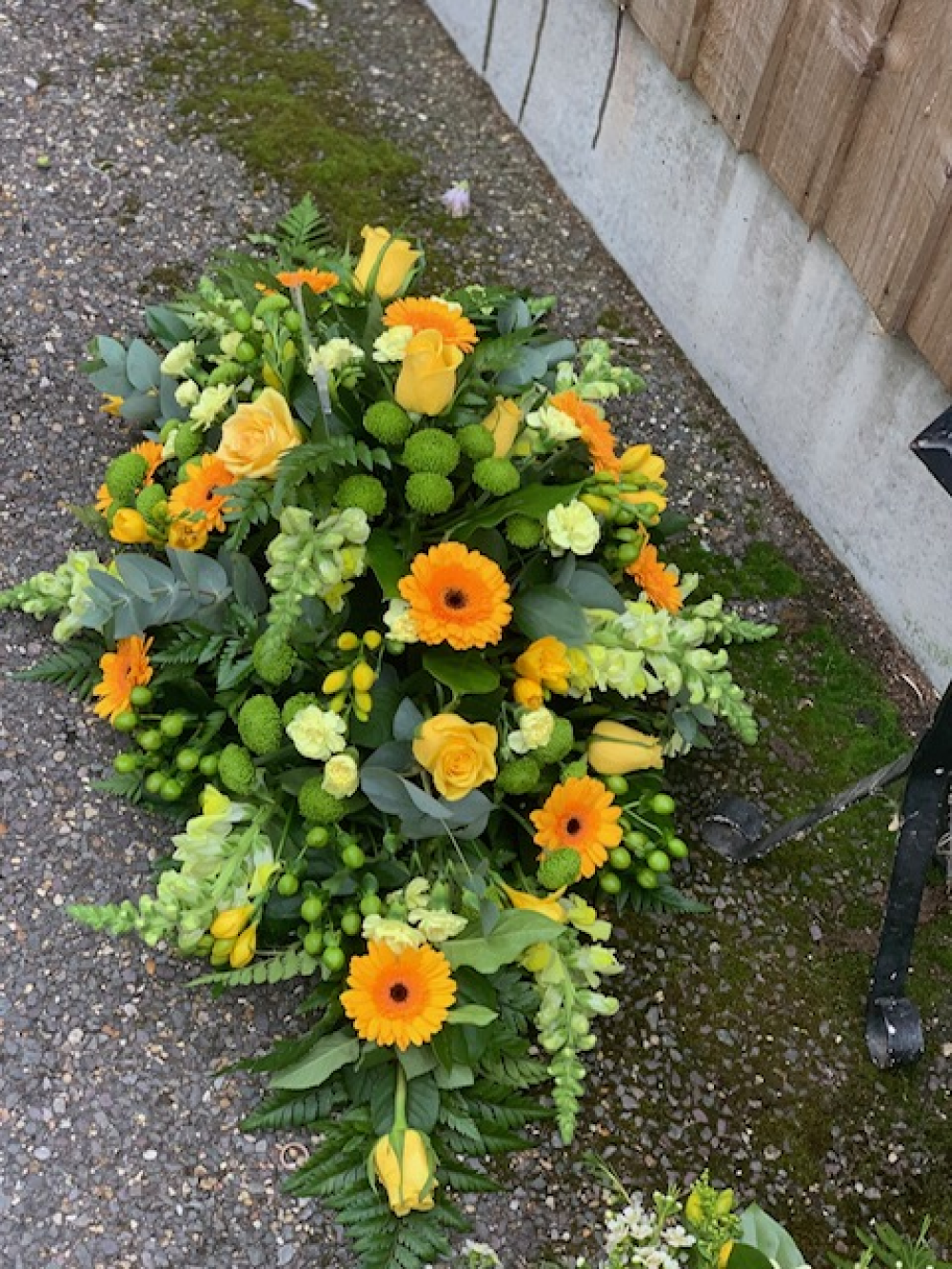Shades Of Yellow And Green Casket Spray