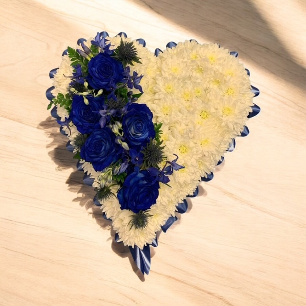 Heart with Blue Rose Spray