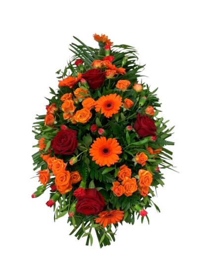 Oasis Spray Orange And Red - Funeral Spray  In Orange And Red