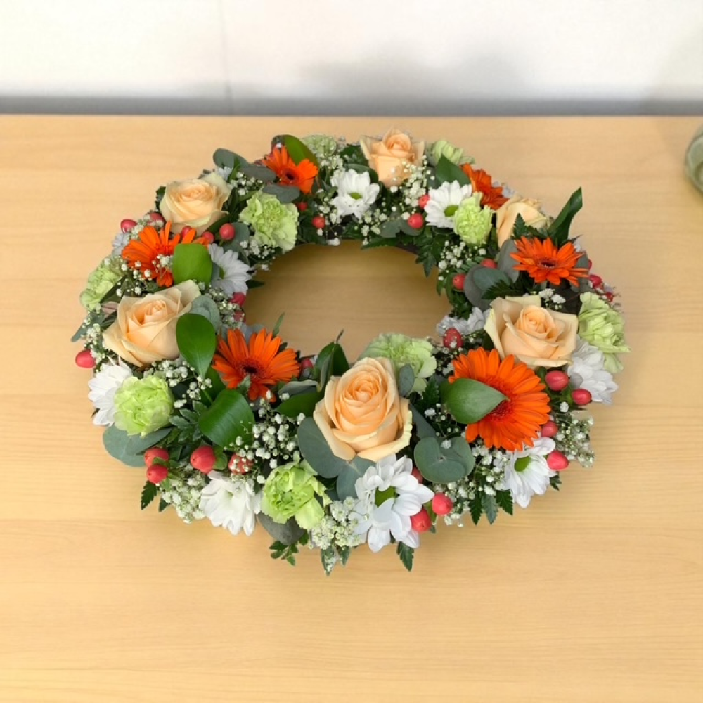 Loose Peach And Orange Wreath