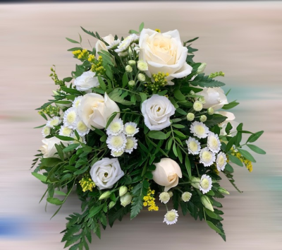 White Posy With A Touch Of Yellow - Yellow And White Posy Arrangement