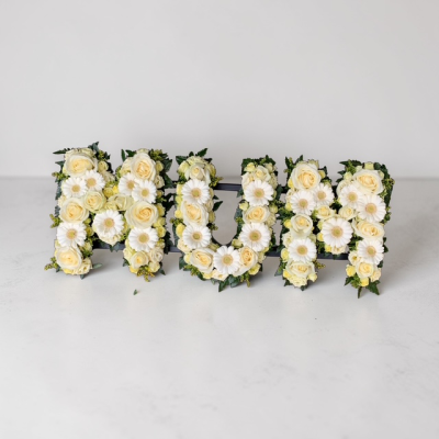 Loose Arrangement Funeral Tribute Mum - Loose Letters £55 Each
Any Words Can Be Made In Any Colour Choice